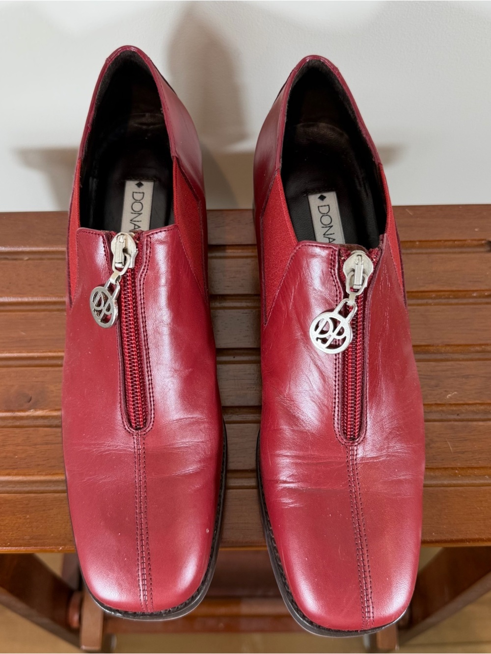 Donald J. Pliner Red Leather Zip Ankle Booties Size 8N
